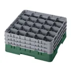 image of Cambro 25S738119 Camrack Glass Rack, Sherwood Green, Full Size, 19-3/4" x 19-3/4", 25 Compartments