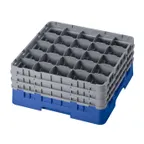 image of Cambro 25S738168 Camrack Glass Rack, Full Size, Blue, 19-3/4 x 19-3/4, 25 Compartments, 3-7/16 Max Dia, HACCP
