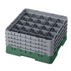 image of Cambro 25S800119 Camrack Glass Rack, Sherwood Green, Full Size, 19-3/4" x 19-3/4", 25 Compartments, 8-1/2" Height