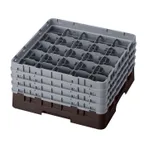 image of Cambro 25S800167 Camrack Glass Rack, Full Size, Brown, 19-3/4 x 19-3/4, 25 Compartments