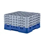 image of Cambro 25S900168 Camrack Glass Rack, Full Size, Blue, 19-3/4 x 19-3/4, 25 Compartments, 3-7/16 Max Dia, HACCP