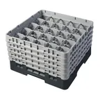 image of Cambro 25S958110 Camrack Glass Rack, Black, Full Size, 19-3/4 x 19-3/4, 25 Compartments, 3-7/16 Max Dia, HACCP