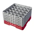 image of Cambro 25S958163 Camrack Glass Rack, Red, Full Size, 19-3/4 x 19-3/4, 25 Compartments