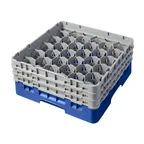 image of Cambro 30S638168 Camrack Glass Rack, Full Size, Blue, 19-3/4 x 19-3/4, 30 Compartments, 3-1/8 Max Dia, HACCP