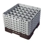 image of Cambro 36S1114167 Camrack Glass Rack, Full Size, 19-3/4 x 19-3/4, 36 Compartments, Brown, HACCP Compliant