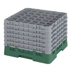 image of Cambro 36S1214119 Camrack Glass Rack, Sherwood Green, Full Size, 36 Compartments, 2-7/8" Max Dia, 12-5/8" Max Height