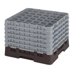 image of Cambro 36S1214167 Camrack Glass Rack, Full Size, Brown, 36 Compartments, 19-3/4" x 19-3/4", 2-7/8" Max Dia, HACCP