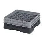 image of Cambro 36S434110 Camrack Glass Rack, Full Size, Black, 19-3/4 x 19-3/4, 36 Compartments, 2-7/8 Max Dia, 5-1/4 Max Height