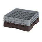 image of Cambro 36S434167 Camrack Glass Rack, Full Size, Brown, 19-3/4 x 19-3/4, 36 Compartments, 2-7/8 Max Dia, 5-1/4 Max Height
