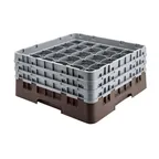 image of Cambro 36S534167 Camrack Glass Rack, Full Size, Brown, 19-3/4" x 19-3/4", 36 Compartments, 2-7/8" Max Dia, HACCP