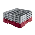 image of Cambro 36S534416 Camrack Glass Rack, Full Size, 19-3/4 x 19-3/4, 36 Compartments, Cranberry Red, HACCP Compliant