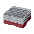 image of Cambro 36S638416 Camrack Glass Rack, Full Size, 19-3/4 x 19-3/4, 36 Compartments, Cranberry Red, HACCP Compliant