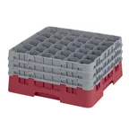 image of Cambro 36S738416 Camrack Glass Rack, Full Size, 19-3/4 x 19-3/4, 36 Compartments, Cranberry Red
