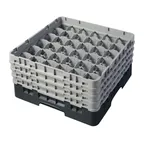 image of Cambro 36S800110 Camrack Glass Rack, Black, Full Size, 19-3/4 x 19-3/4, 36 Compartments, 2-7/8 Max Dia, 8-1/2 Max Height