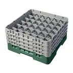 image of Cambro 36S800119 Camrack Glass Rack, Sherwood Green, Full Size, 19-3/4" x 19-3/4", 36 Compartments, 2-7/8" Max Dia, 8-1/2" Max Height