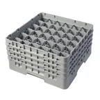 image of Cambro 36S800151 Camrack Glass Rack, Soft Gray, Full Size, 19-3/4" x 19-3/4", 36 Compartments, 2-7/8" Max Dia, 8-1/2" Max Height