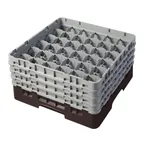 image of Cambro 36S800167 Camrack Glass Rack, Full Size, 19-3/4 x 19-3/4, 36 Compartments, Brown, HACCP