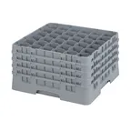 image of Cambro 36S900151 Camrack Glass Rack, Soft Gray, Full Size, 36 Compartments, 19-3/4" x 19-3/4", HACCP