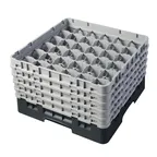 image of Cambro 36S958110 Camrack Glass Rack, Black, Full Size, 19-3/4 x 19-3/4, 36 Compartments, 2-7/8 Max Dia, HACCP