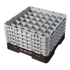 image of Cambro 36S958167 Camrack Glass Rack, Full Size, Brown, 36 Compartments, 19-3/4" x 19-3/4", HACCP