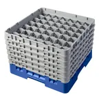 image of Cambro 49S1114168 Camrack Glass Rack, Full Size, Blue, 19-3/4 x 19-3/4, 49 Compartments, 2-7/16 Max Dia, 11-3/4 Max Height