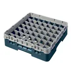 image of Cambro 49S318414 Camrack Glass Rack, Teal, Full Size, 19-3/4 x 19-3/4, 49 Compartments, 2-7/16 Max Dia