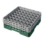 image of Cambro 49S434119 Camrack Glass Rack, Sherwood Green, 19-3/4" x 19-3/4", 49 Compartments, 2-7/16" Max Dia, 5-1/4" Max Height