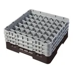 image of Cambro 49S638167 Camrack Glass Rack, Full Size, Brown, 19-3/4 x 19-3/4 x 8-7/8, 49 Compartments, 2-7/16 Max Dia, HACCP Compliant, NSF
