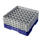 image of Cambro 49S638186 Camrack Glass Rack, Full Size, Navy Blue, 19-3/4 x 19-3/4 x 8-7/8, 49 Compartments, 2-7/16 Max Dia, 6-7/8 Max Height, HACCP Compliant, NSF