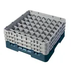 image of Cambro 49S638414 Camrack Glass Rack, Full Size, Teal, 19-3/4" x 19-3/4" x 8-7/8", 49 Compartments, 2-7/16" Max Dia, HACCP Compliant, NSF