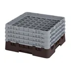 image of Cambro 49S800167 Camrack Glass Rack, Full Size, 19-3/4 x 19-3/4 x 10-1/2, 49 Compartments, Brown, HACCP Compliant, NSF Certified