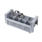 image of Cambro 8FBNH434151 Camrack Flatware Washing Basket, Half Size, 18x7.75x7.25 inches, 4.75 inches max height, 8 compartments, soft gray, NSF certified