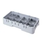 image of Cambro 8HC258151 Camrack Cup Rack, Half Size, Soft Gray, 9-7/8" x 19-3/4" x 4", 8 Compartments, 2-5/8" Max Height, HACCP Compliant, NSF