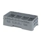 image of Cambro 8HS318151 Camrack Glass Rack, Half Size, Soft Gray, 10x19.75x5.625, 8 Compartments, 4.0625 Max Dia, HACCP Compliant