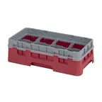 image of Cambro 8HS318416 Camrack Glass Rack, Half Size, Cranberry, 10 x 19.75 x 5.625, 8 Compartments, 4.0625 Max Dia, HACCP Compliant