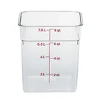 image of Cambro 8SFSCW135 CamSquare 8-Qt Square Container, 8.38×8.38×9.13 in, Clear Polycarbonate, NSF