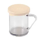 image of Cambro 96SKRD135 Camwear Shaker/Dredge, 10‑Oz Clear Poly, Perforated Top, Handle, Salt & Pepper Lid