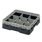 image of Cambro 9S318110 Camrack Glass Rack, Full Size, 19-3/4 x 19-3/4, 9 Compartments, Black, HACCP Compliant, NSF Certified