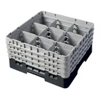 image of Cambro 9S800110 Camrack Glass Rack, Full Size, Black, 19-3/4 x 19-3/4 x 10-1/2, 9 Compartments, 5-7/8 Max Dia, HACCP Compliant, NSF