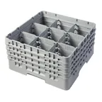 image of Cambro 9S800151 Camrack Glass Rack, Full Size, Soft Gray, 19-3/4 x 19-3/4, 9 Compartments, 5-7/8 Max Dia, 8-1/2 Max Height