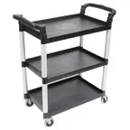 image of Cambro BC331KD110 Black Polyethylene 3-Shelf Service Cart w/ 300 lb Capacity