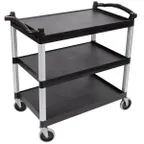 image of Cambro BC340KD110 Black Polyethylene 3-Shelf Utility Cart w/ 400 lb Capacity