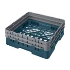 image of Cambro BR578414 Camrack Base Rack, Full Size, Teal, Polypropylene, 19-3/4" x 19-3/4", 6-1/2" Inside Rack Height, with 2 Soft Gray Extenders