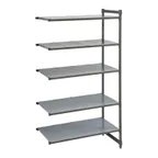 image of Cambro CBA183684S5580 Camshelving® Basics Plus Solid 5-Shelf Add On Unit - 18" x 36" x 84"