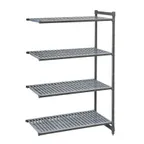 image of Cambro CBA243064V4580 Camshelving Basics Plus 4-Tier Add-On Unit, 24"W x 30"L x 64"H, Brushed Graphite, 2200 lbs Capacity