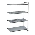 image of Cambro CBA243084VS4580 Camshelving Basics Plus 24"W x 30"L x 84"H 4-Tier Add-On Unit, Brushed Graphite, 600 lb Capacity
