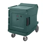 image of Cambro CMBHC1826LC192 Camtherm Hot/Cold Cart, 30.5"W x 42"D, 1-Section, Single Solid Door, Green, Holds 11 18x26 or 12 12x20 Pans, 110V 1162W