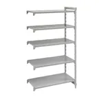 image of Cambro CPA185484S5PKG Camshelving® Premium Solid 5-Shelf Add-On Shelving Unit - 18" x 54" x 84"