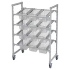 image of Cambro CPM244867FX1480 Mobile Flex Station Display Rack w/ (4) Open Shelves, Steel/Poly