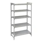 image of Cambro CPU184284S5PKG Camshelving® Premium Solid 5-Shelf Starter Shelving Unit - 18" x 42" x 84"